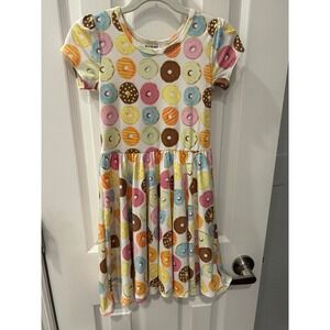 DotDotSmile Kids Girls Donut Print Short Sleeve Twirl Dress Multi 5/6 k7014
